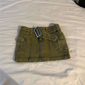 Urban Outfitters Olive Belted Mini Skirt